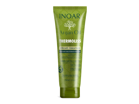 Inoar Argan Oil Thermoliss Thermo-Active Defrizzing Balm Besipučiančių plaukų balzamas prieš tiesinimą 240ml